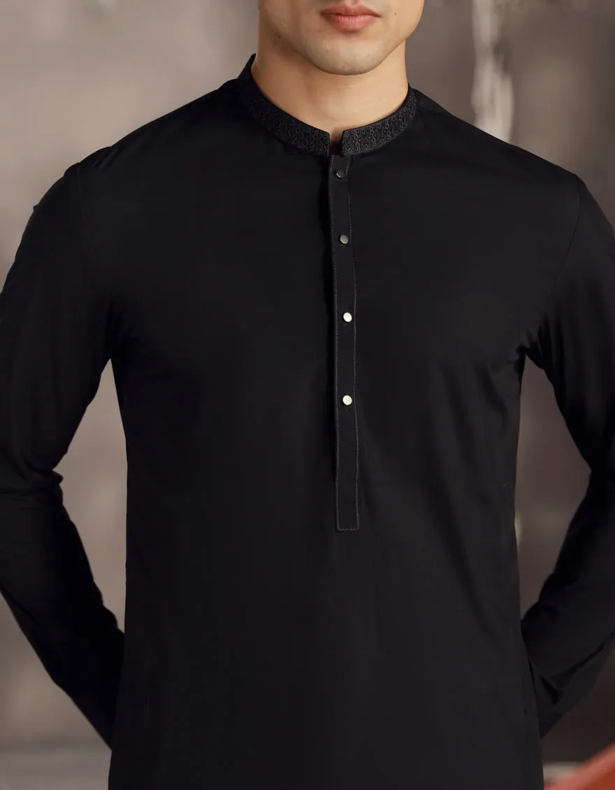 BLACK BLENDED KURTA TROUSERS | JJKP-CD-04-33019 sold by Junaid Jamshed product image thumbnail 3