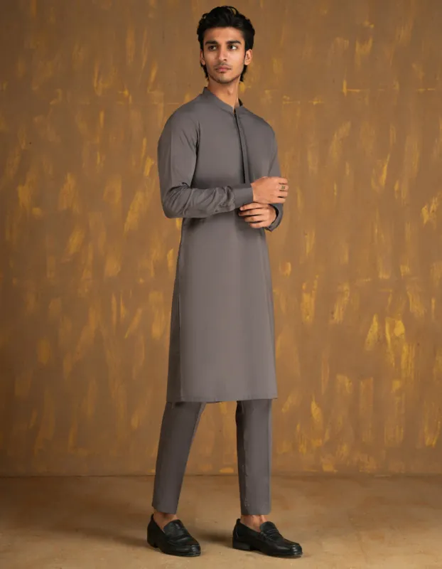 GREY COTTON KURTA TROUSERS | JJKP-CD-04-33081 sold by Junaid Jamshed