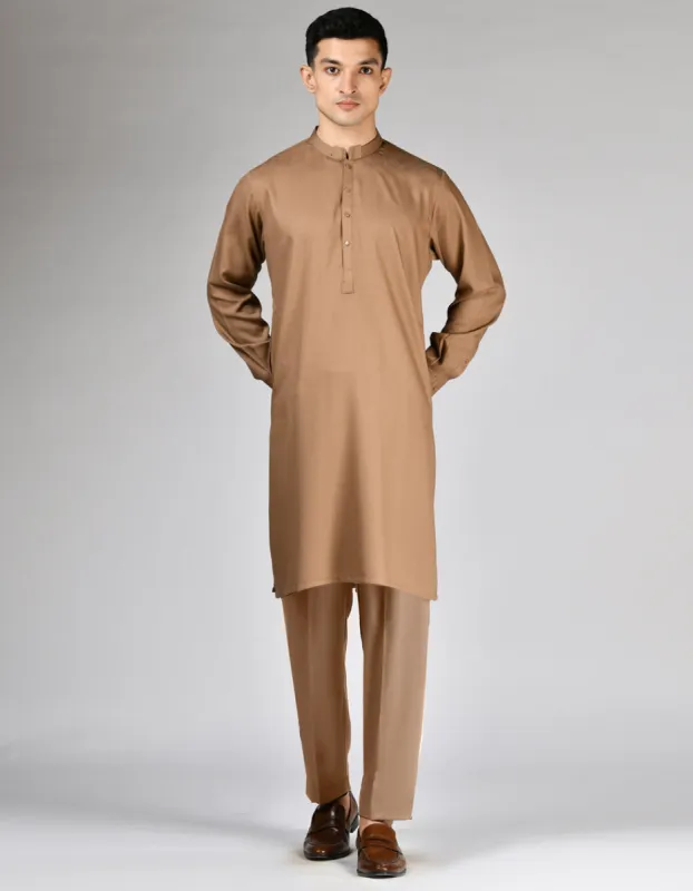 CAMEL BROWN BLENDED KURTA TROUSERS | JJKP-CD-04-91440 sold by Junaid Jamshed