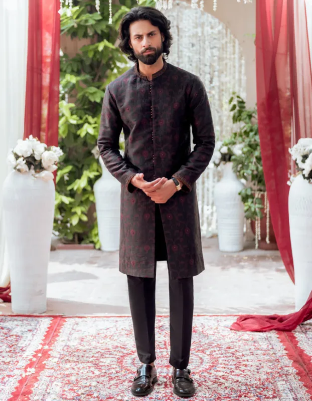 BLACK POLYESTER SPECIAL KURTA | JJK-SP-CD-04-48131 made by Junaid Jamshed
