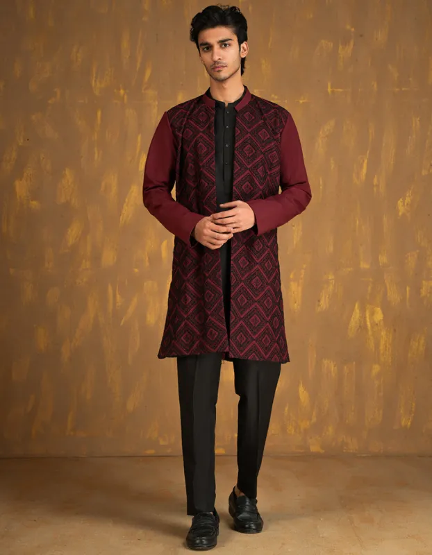 MAROON COTTON SPECIAL KURTA | JJK-SP-INR-CD-04-45509 sold by Junaid Jamshed