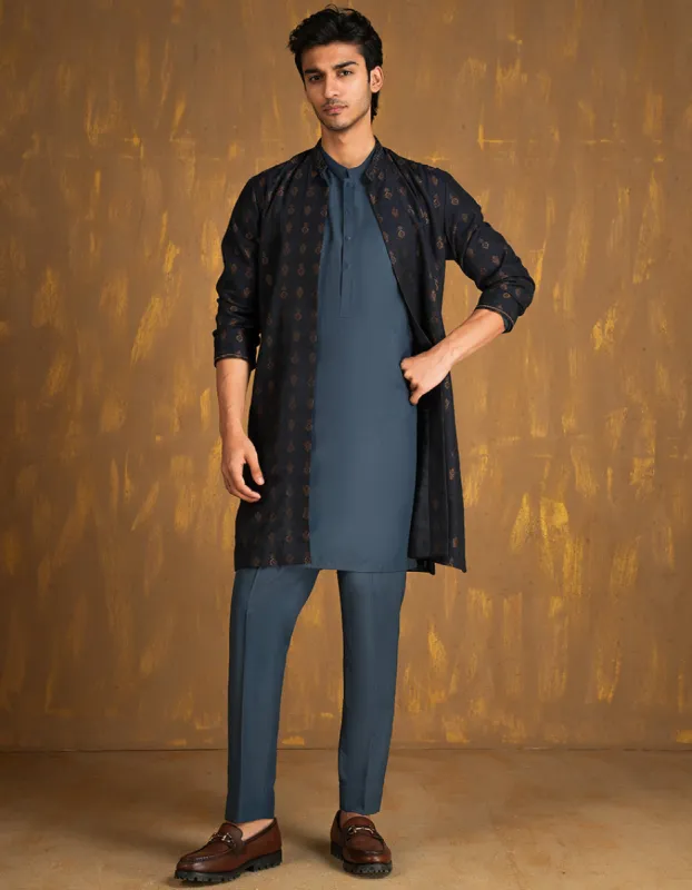 NAVY BLUE BLENDED SPECIAL KURTA | JJK-SP-INR-CD-04-45514 sold by Junaid Jamshed