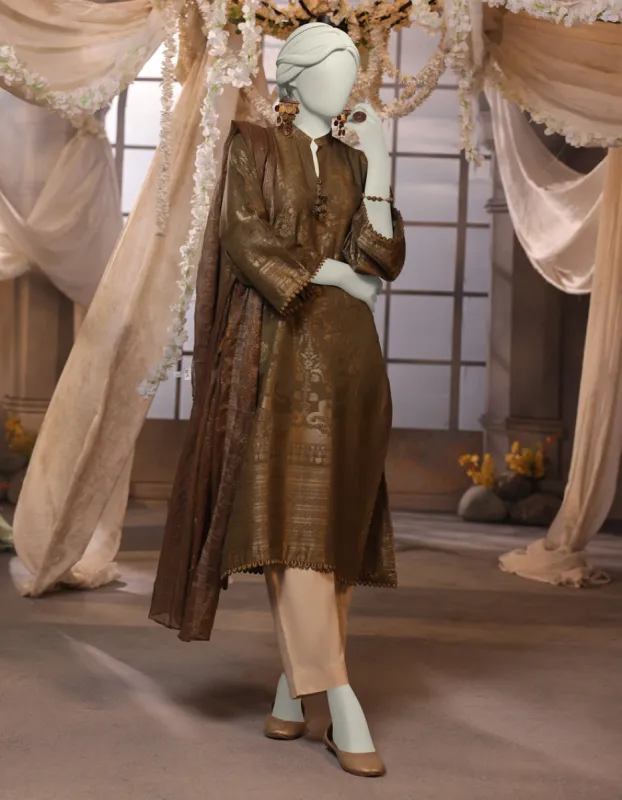 Brown Jacquard 2Pc Unstitched | JJLS-JW2-CD-04-7043 sold by Junaid Jamshed