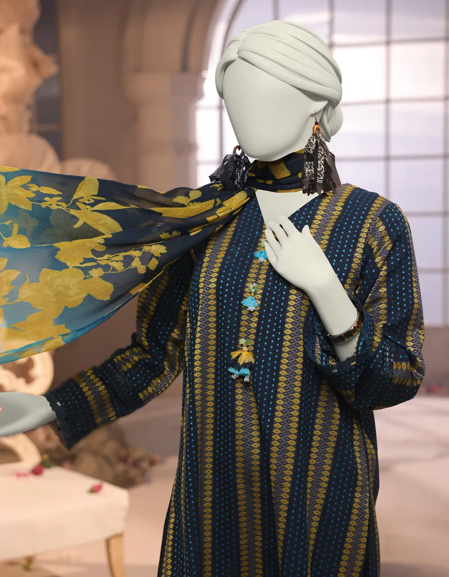 Blue Jacquard 3Pc Unstitched | JJLS-JW-CD-04-1707 sold by Junaid Jamshed product image thumbnail 3