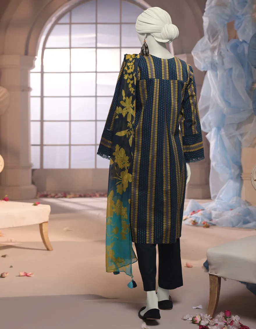 Blue Jacquard 3Pc Unstitched | JJLS-JW-CD-04-1707 sold by Junaid Jamshed product image thumbnail 2