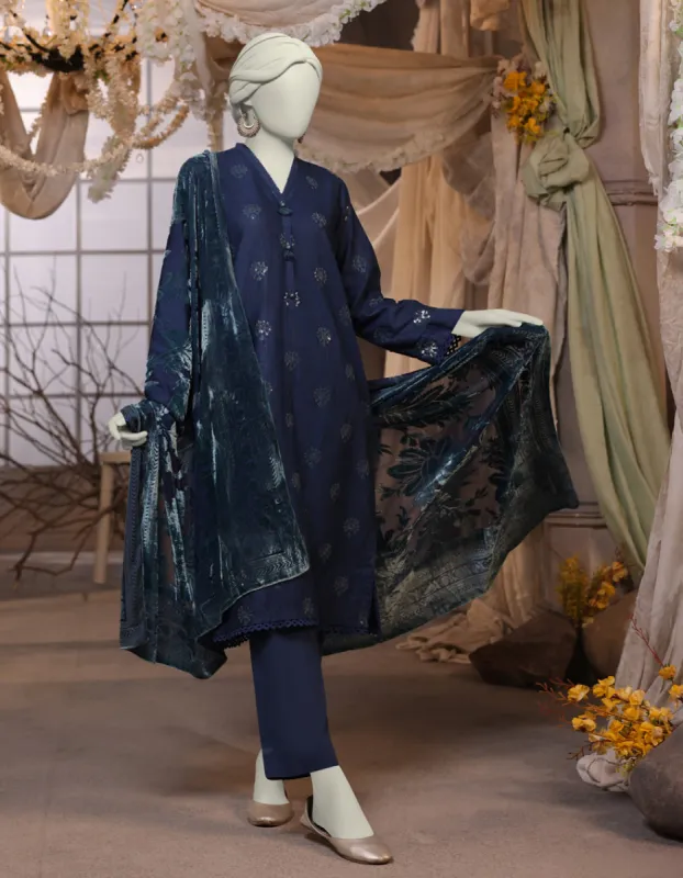 Purple Slub 3Pc Unstitched | JJLS-JW-CD-04-1732 sold by Junaid Jamshed