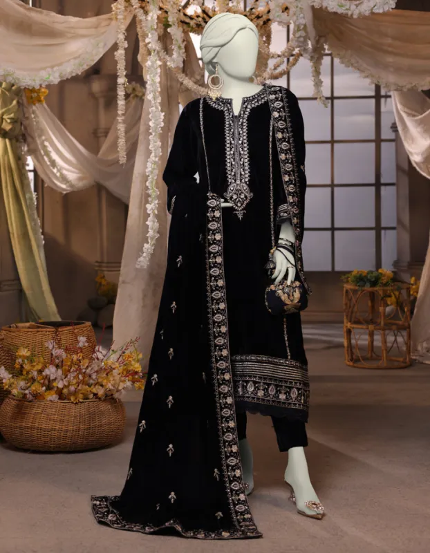 BLUE VELVET 3PC UNSTITCHED | JJLS-JWU-CD-04-1786 sold by Junaid Jamshed