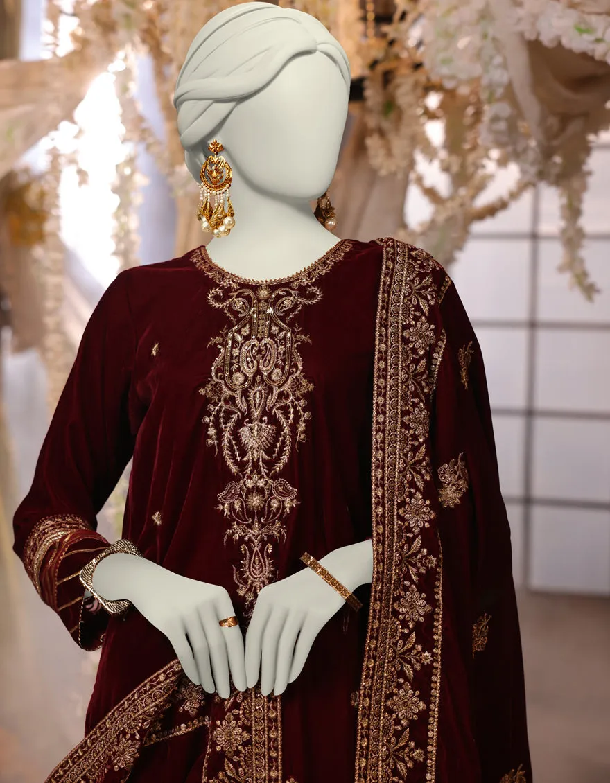 MAROON VELVET 3PC UNSTITCHED | JJLS-JWU-CD-04-1787 sold by Junaid Jamshed product image thumbnail 2