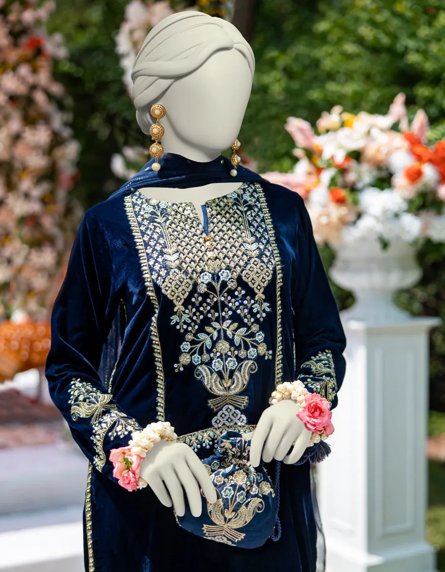 BLUE VELVET 3PC STITCHED | JJPW-JPS-CD-04-3963 sold by Junaid Jamshed product image thumbnail 3