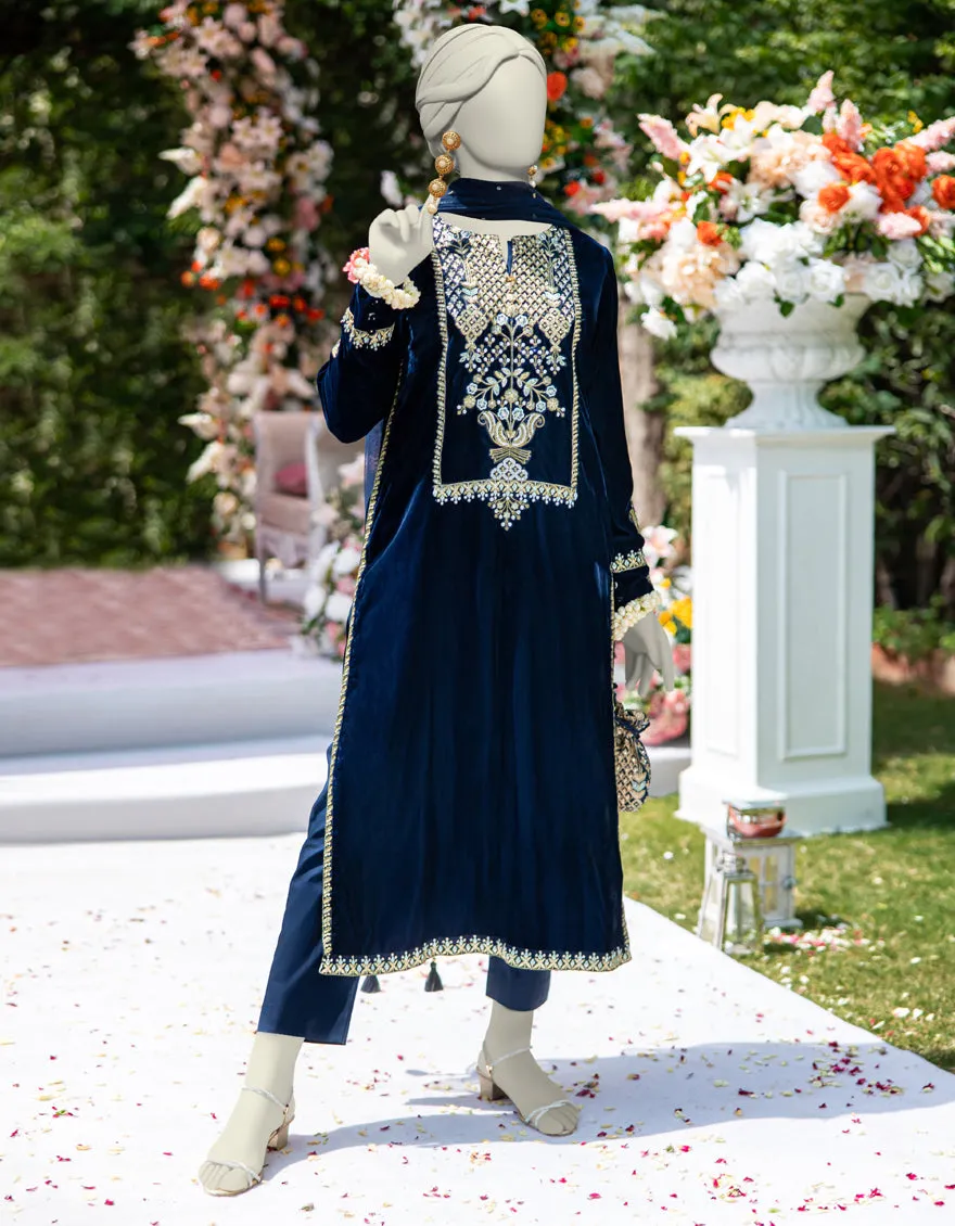 BLUE VELVET 3PC STITCHED | JJPW-JPS-CD-04-3963 sold by Junaid Jamshed