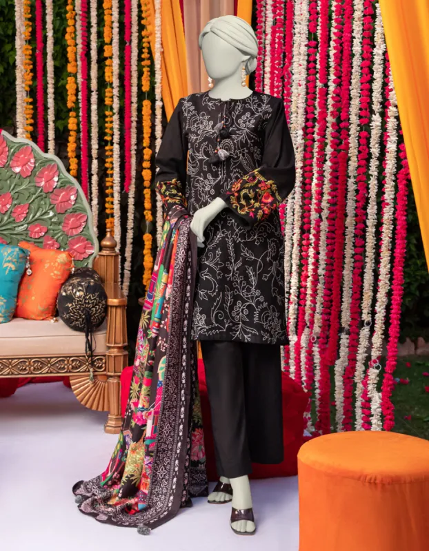 Black Dyed 3Pc Stitched | JJPW-JW-CD-04-1760 sold by Junaid Jamshed