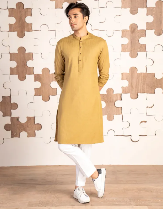 GOLDEN COTTON KURTA | JTK-CD-04-34866 sold by Junaid Jamshed