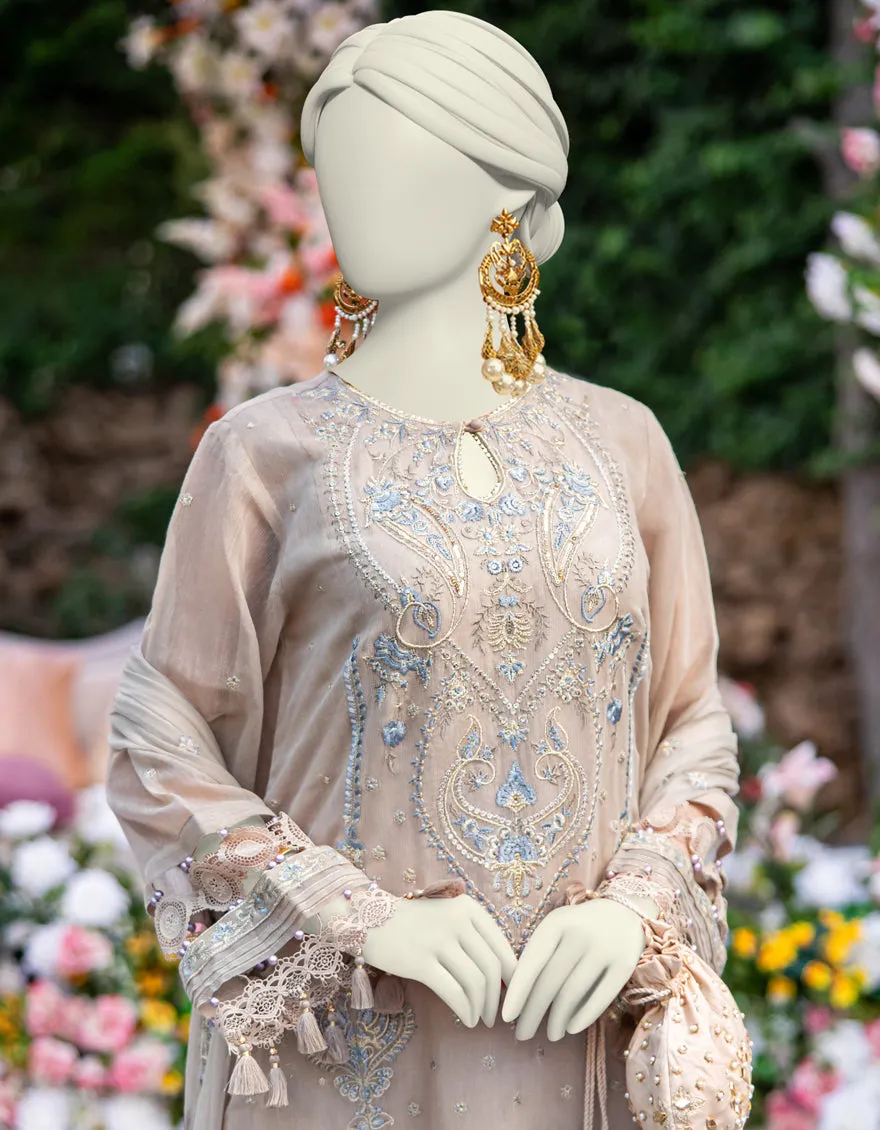 BEIGE NET 3PC UNSTITCHED | JJLS-JFU-CD-04-720 sold by Junaid Jamshed product image thumbnail 3