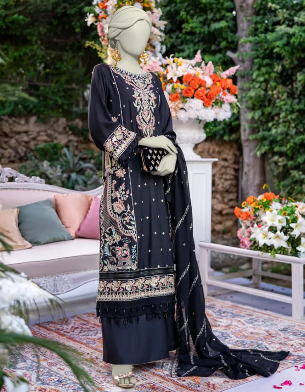BLACK CHIFFON 3PC UNSTITCHED | JJLS-JFU-CD-04-719 sold by Junaid Jamshed