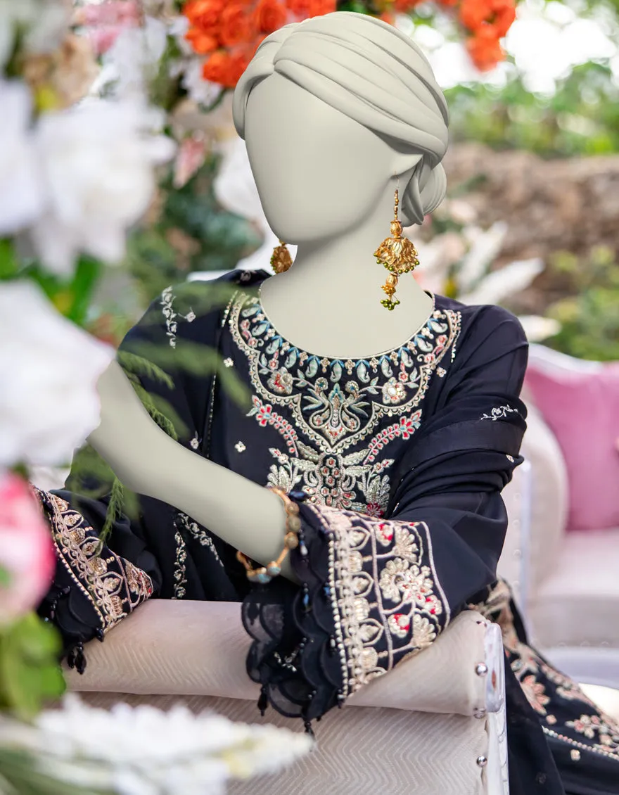 BLACK CHIFFON 3PC UNSTITCHED | JJLS-JFU-CD-04-719 sold by Junaid Jamshed product image thumbnail 4