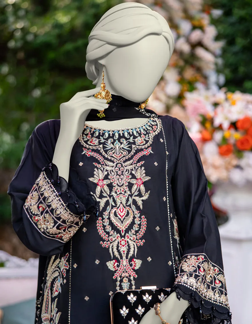 BLACK CHIFFON 3PC UNSTITCHED | JJLS-JFU-CD-04-719 sold by Junaid Jamshed product image thumbnail 3