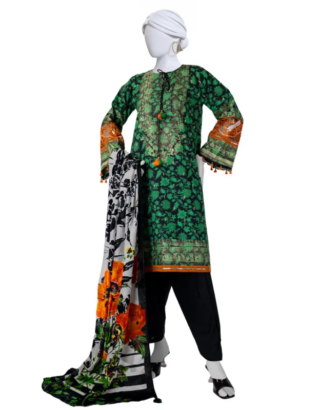 GREEN JACQUARD 3PC UNSTITCHED | JJLS-JW-CD-04-1717 sold by Junaid Jamshed