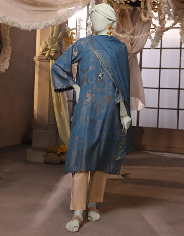 Blue Jacquard 2Pc Unstitched | JJLS-JW2-CD-04-7042 sold by Junaid Jamshed