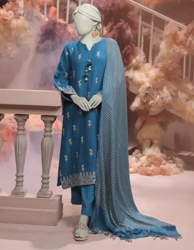 Blue Jacquard 3Pc Unstitched | JJLS-JWU-CD-04-1716 sold by Junaid Jamshed
