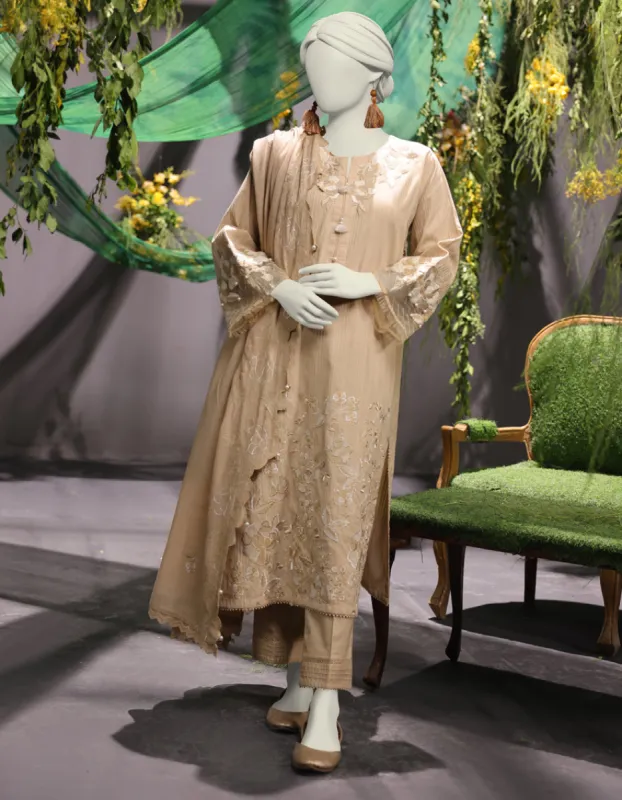 Beige Jacquard 3Pc Unstitched | JJLS-JWU-CD-04-1779 sold by Junaid Jamshed