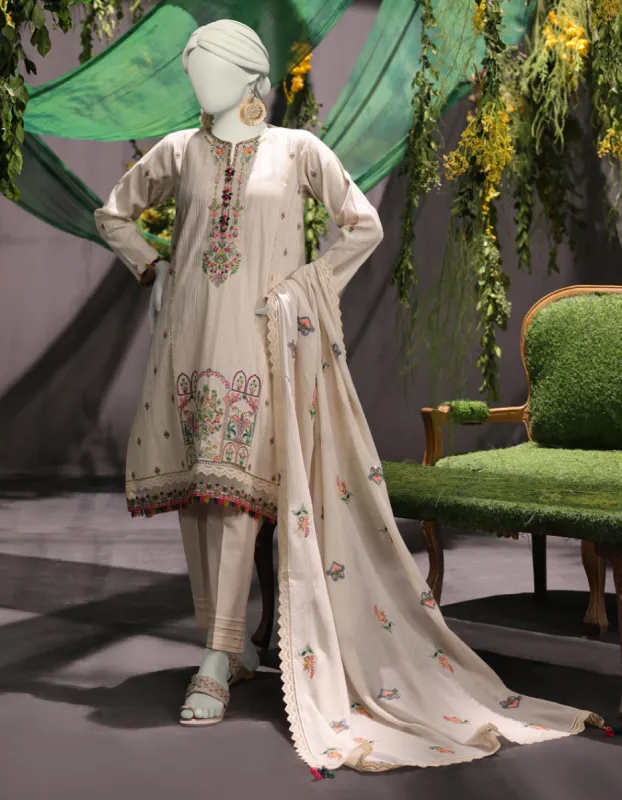 WHITE JACQUARD 3PC UNSTITCHED | JJLS-JWU-CD-04-1781 sold by Junaid Jamshed