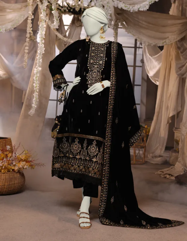 Black 3Pc Unstitched | JJLS-JWU-CD-04-1785 sold by Junaid Jamshed