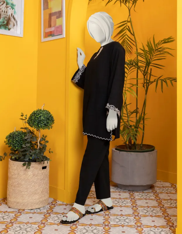 BLACK KHADDAR KURTI | JYGK-JWT-CD-04-4007 sold by Junaid Jamshed