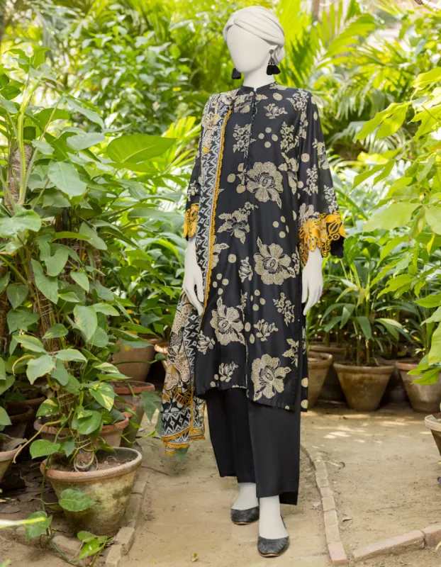 Black Lawn 2Pc Unstitched | JJLS-JW2-CD-04-7013 sold by Junaid Jamshed