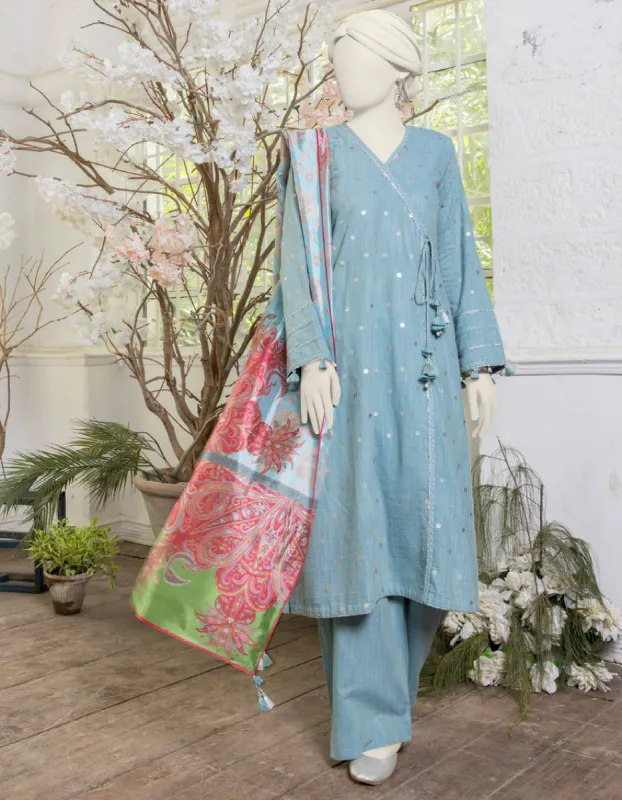 Blue Slub 3Pc Unstitched | JJLS-JPWU-CD-04-051 sold by Junaid Jamshed