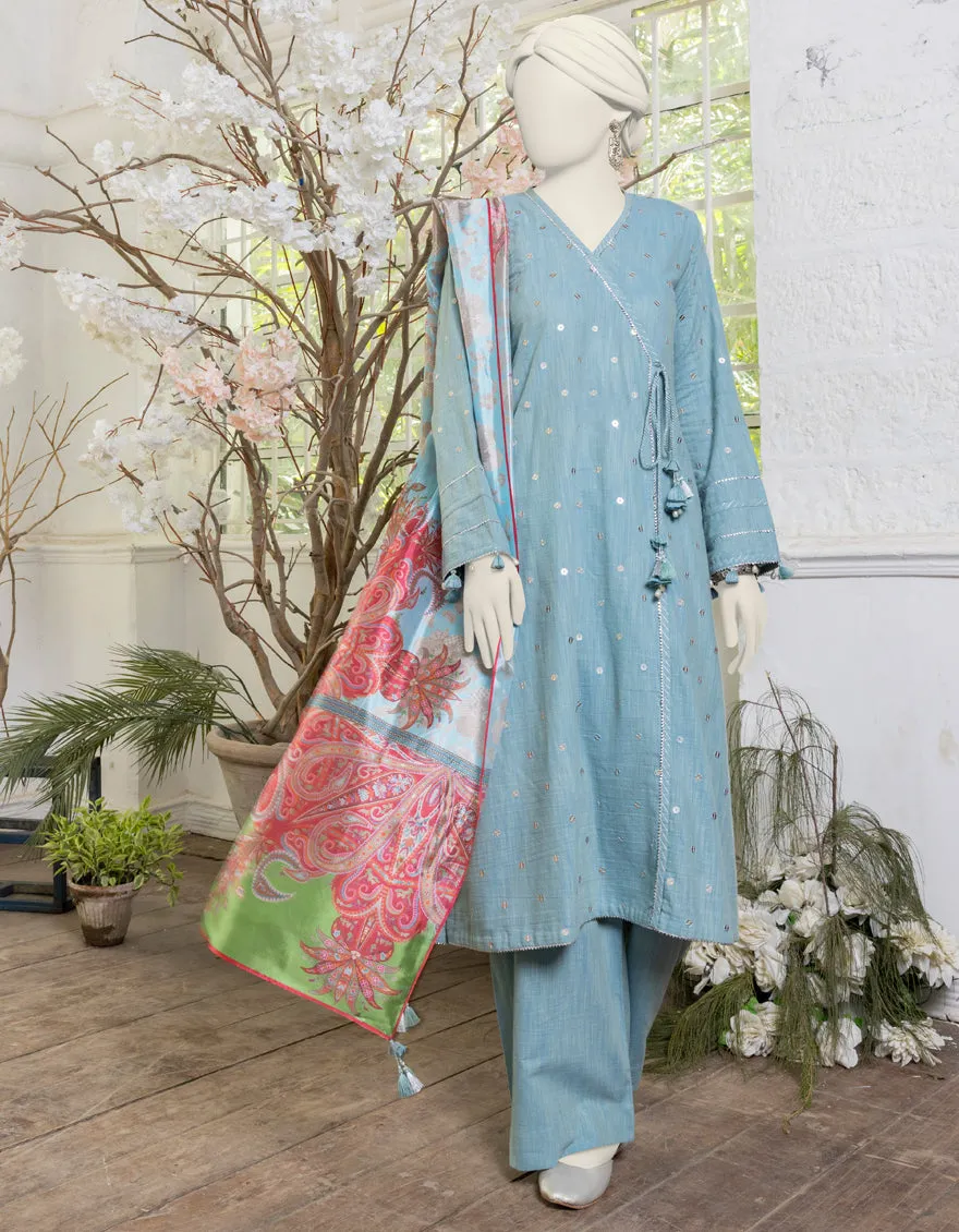Blue Slub 3Pc Unstitched | JJLS-JPWU-CD-04-051 sold by Junaid Jamshed