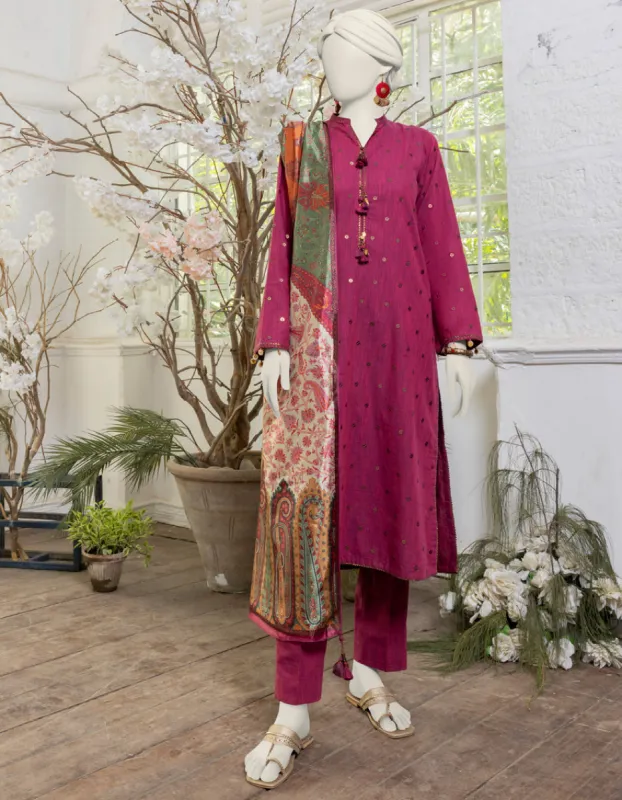 MAGENTA SLUB 3PC UNSTITCHED | JJLS-JPWU-CD-04-052 sold by Junaid Jamshed