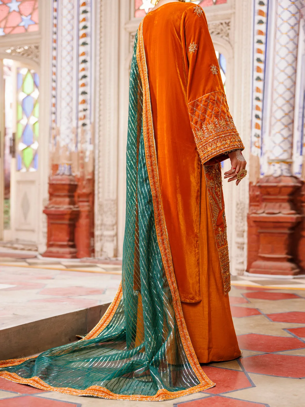 MUSTARD VELVET 3PC STITCHED | AL-3PS-LS-CD-04-496 sold by Junaid Jamshed product image thumbnail 2