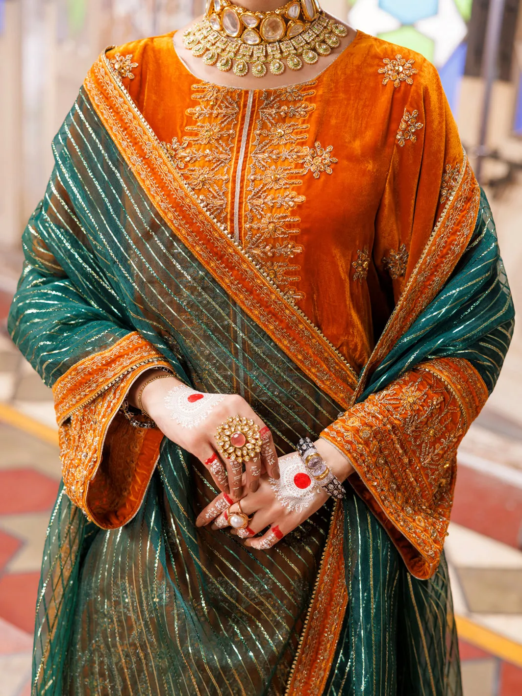 MUSTARD VELVET 3PC STITCHED | AL-3PS-LS-CD-04-496 sold by Junaid Jamshed product image thumbnail 4