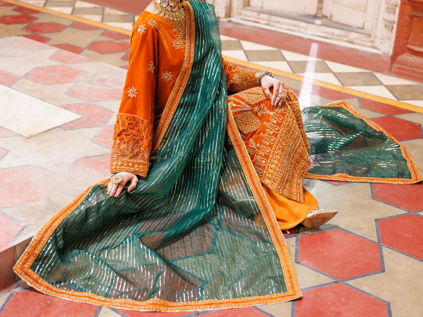 MUSTARD VELVET 3PC STITCHED | AL-3PS-LS-CD-04-496 sold by Junaid Jamshed product image thumbnail 5