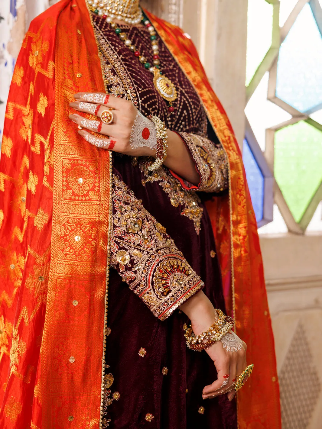 MAROON VELVET 3PC STITCHED | AL-3PS-LS-CD-04-493 sold by Junaid Jamshed product image thumbnail 3