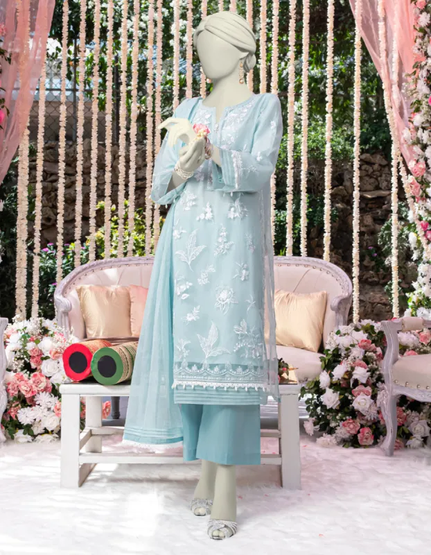 Blue Organza 3Pc Stitched | JJPW-JW-CD-04-1795 sold by Junaid Jamshed