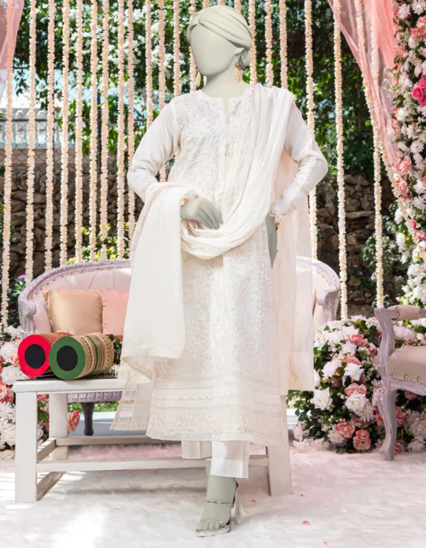 White Organza 3Pc Stitched | JJPW-JW-CD-04-1794 sold by Junaid Jamshed