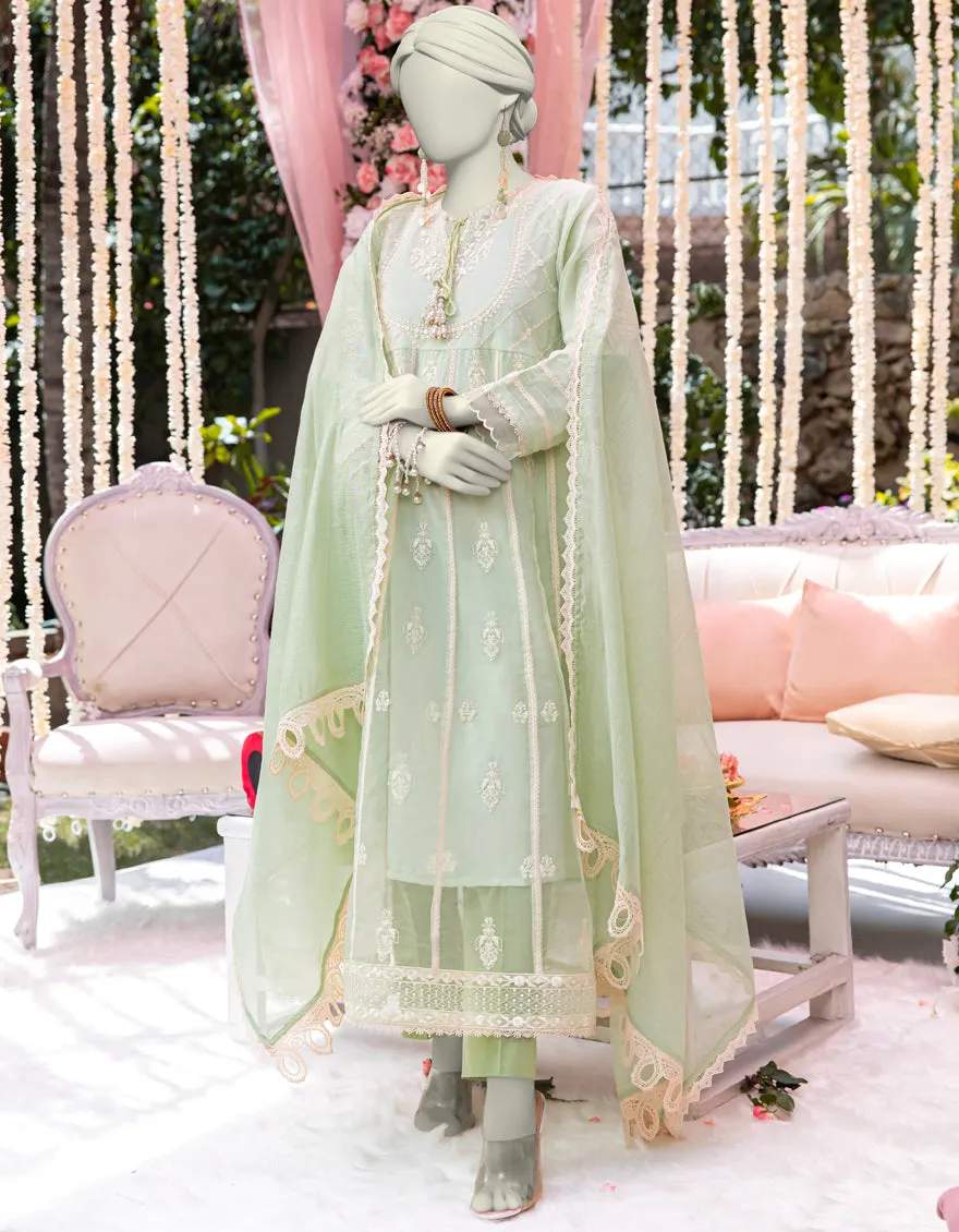 GREEN ORGANZA 3PC STITCHED | JJPW-JW-CD-04-1793 sold by Junaid Jamshed