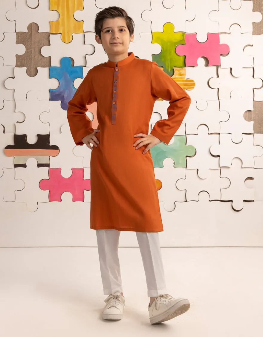 ORANGE COTTON KURTA | JCK-CD-04-39179 sold by Junaid Jamshed