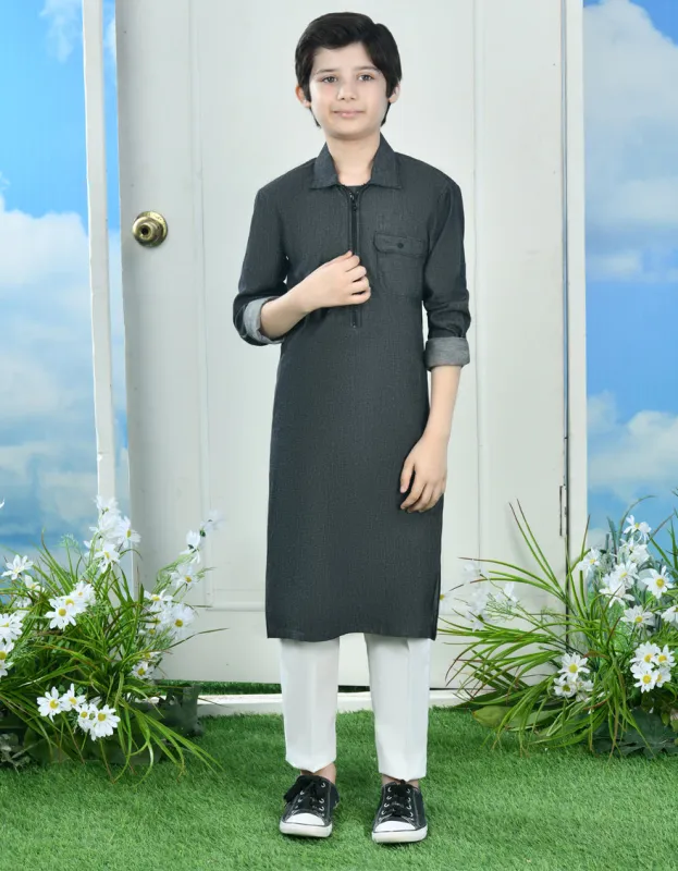 BLACK COTTON KURTA | JCK-CD-04-34699 sold by Junaid Jamshed