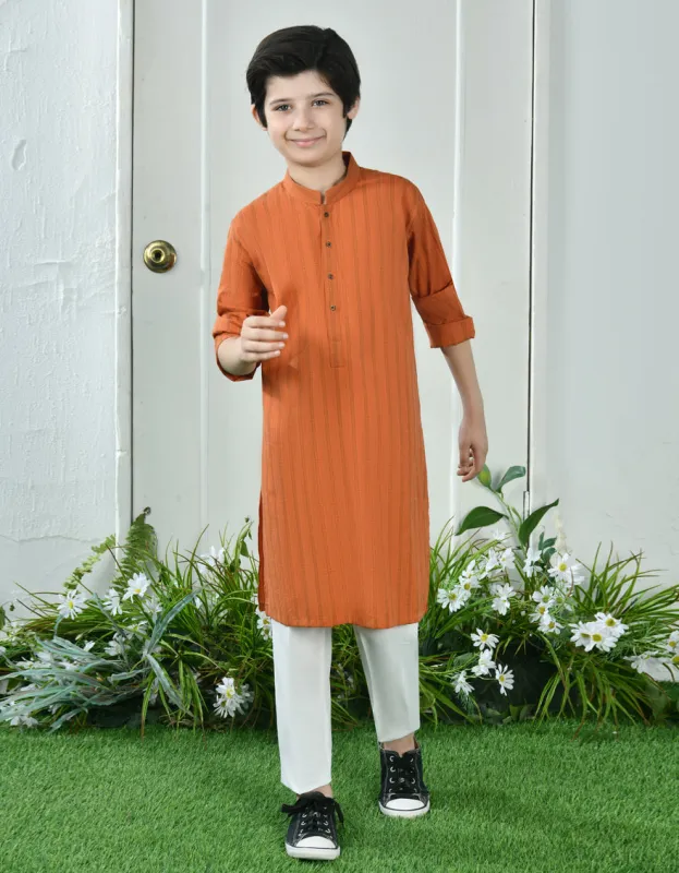 ORANGE COTTON KURTA | JCK-CD-04-39119 sold by Junaid Jamshed