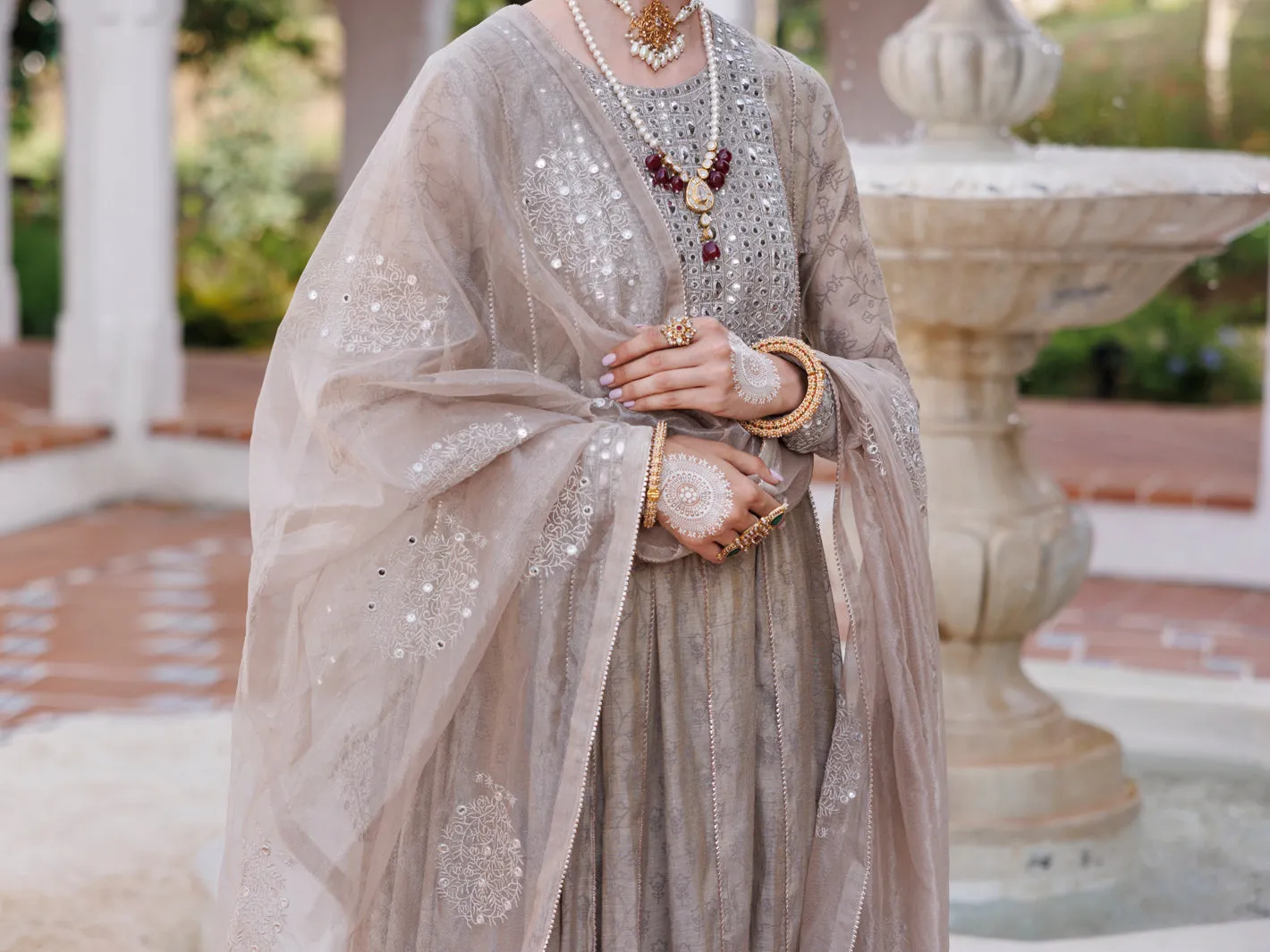 GREY MESURI NET 3PC STITCHED | AL-3PS-LS-489/AM-3012A sold by Junaid Jamshed product image thumbnail 5