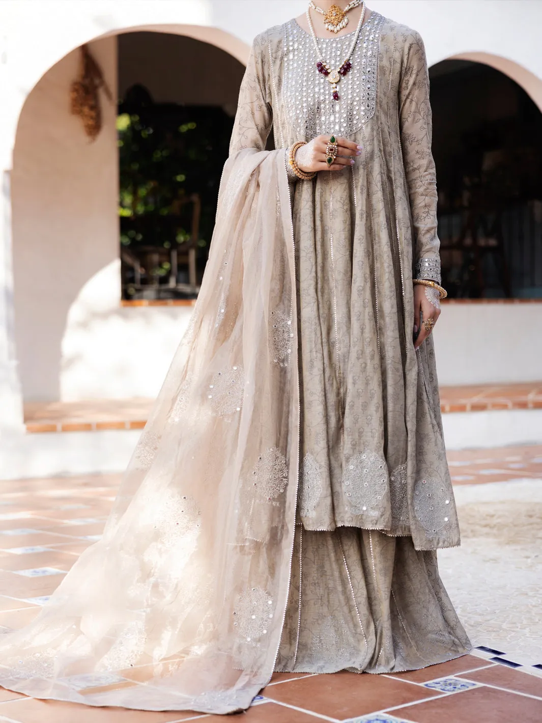 GREY MESURI NET 3PC STITCHED | AL-3PS-LS-489/AM-3012A sold by Junaid Jamshed