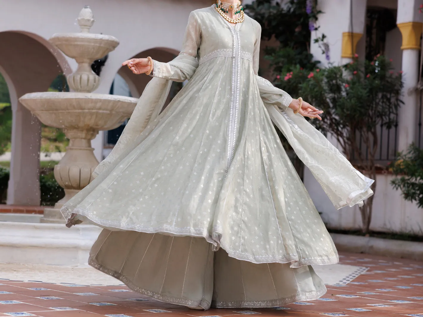 PISTACHIO GREEN MESURI NET 3PC STITCHED | AL-3PS-LS-490/AM-3012B sold by Junaid Jamshed product image thumbnail 4