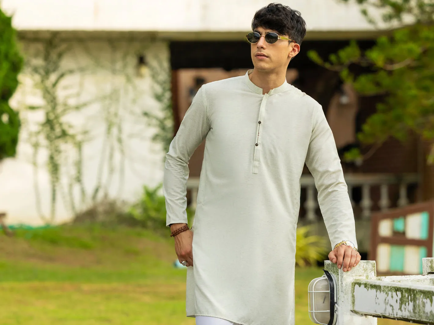 CREAM BLENDED KURTA | AL-K-1220/AM-6194D sold by Junaid Jamshed product image thumbnail 4