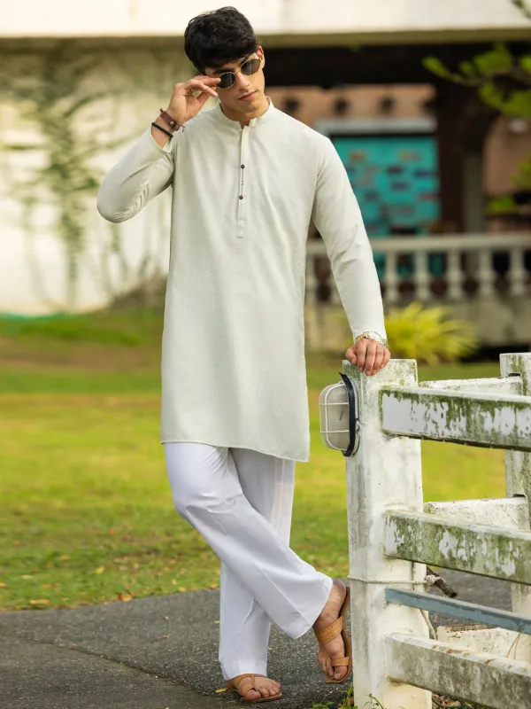 CREAM BLENDED KURTA | AL-K-1220/AM-6194D sold by Junaid Jamshed