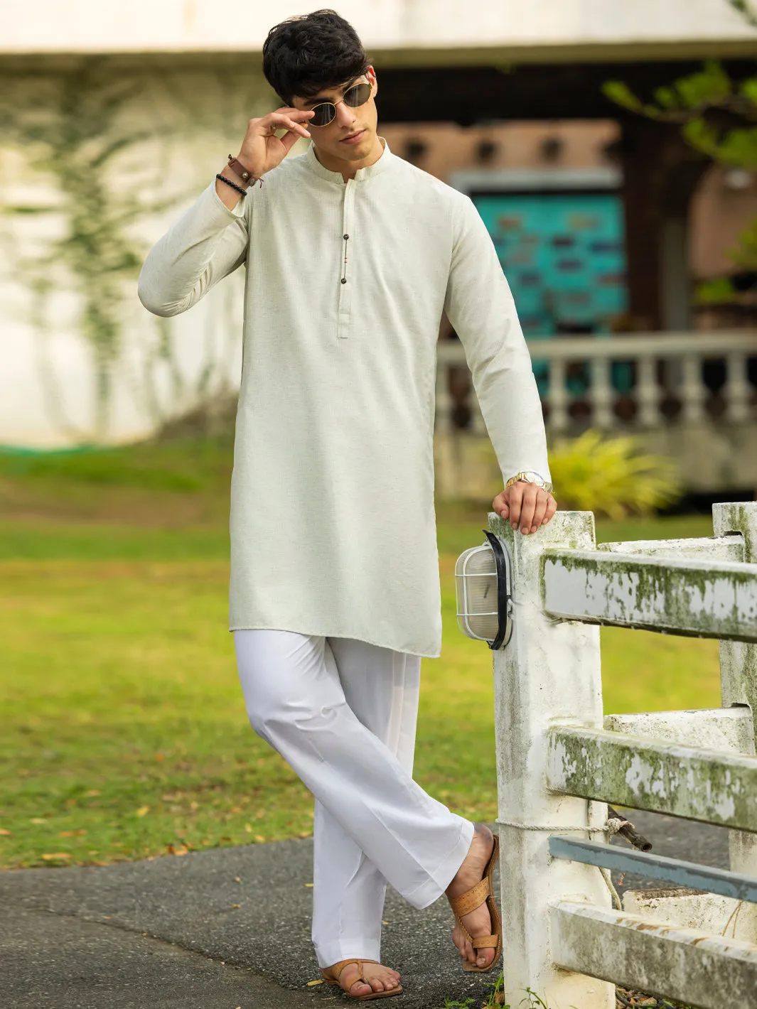 CREAM BLENDED KURTA | AL-K-1220/AM-6194D sold by Junaid Jamshed