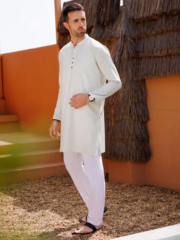 CREAM BLENDED KURTA | AL-K-1223/AM-6194D sold by Junaid Jamshed