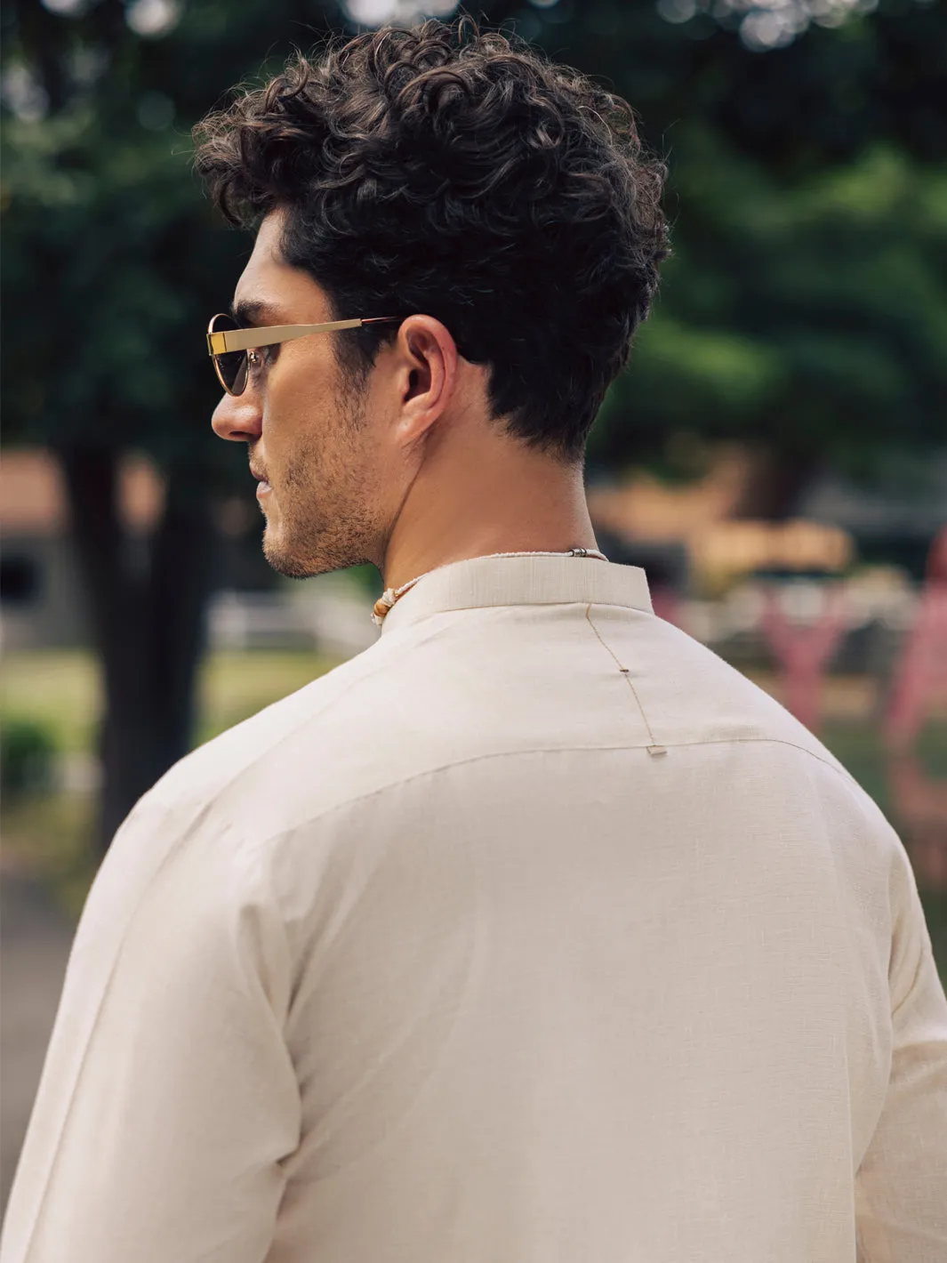 BEIGE BLENDED KAMEEZ SHALWAR | AL-KS-3105/AM-6199A sold by Junaid Jamshed product image thumbnail 4