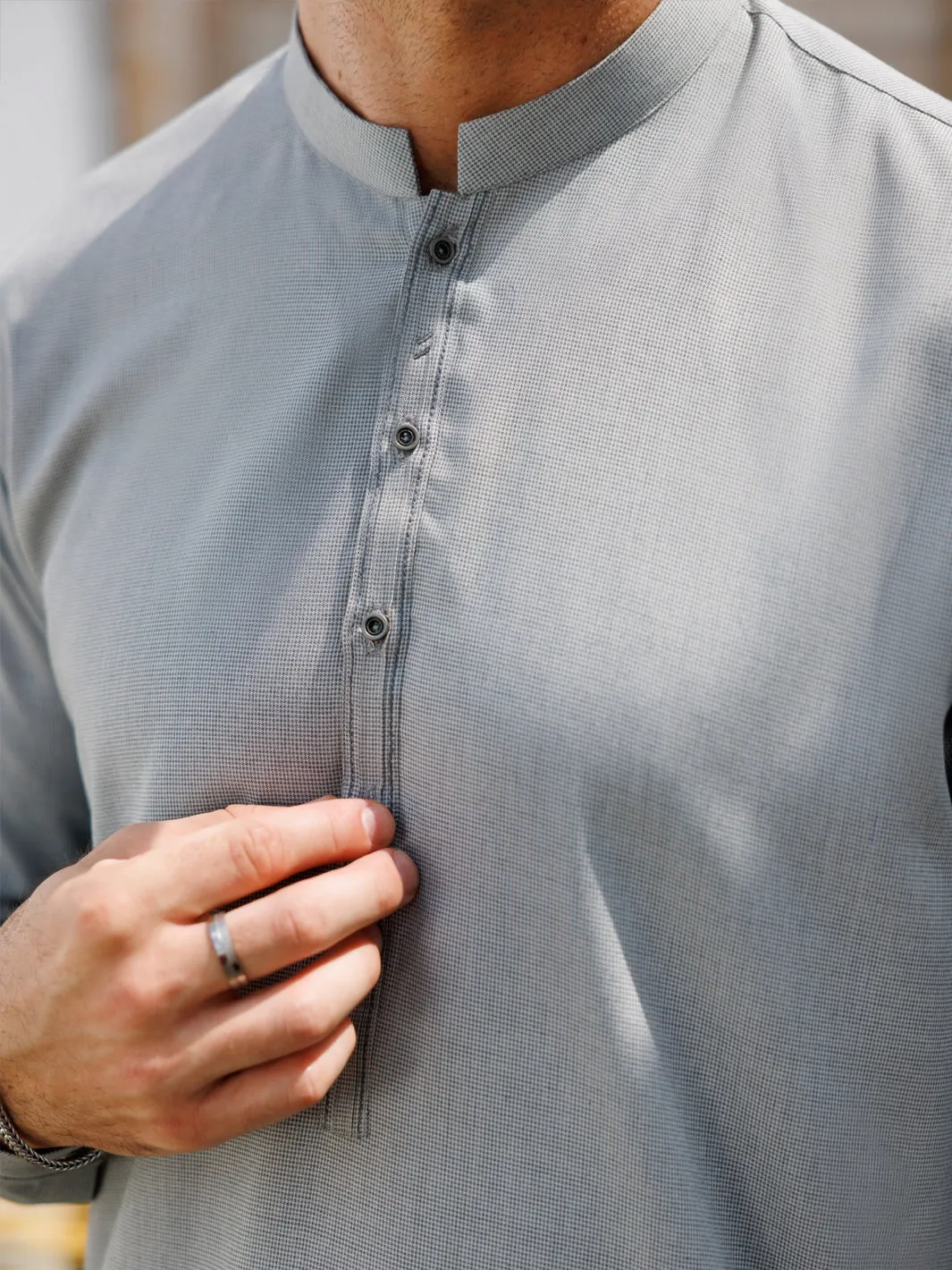 GREY BLENDED KURTA TROUSERS | AL-KT-3090/AM-6212A sold by Junaid Jamshed product image thumbnail 4